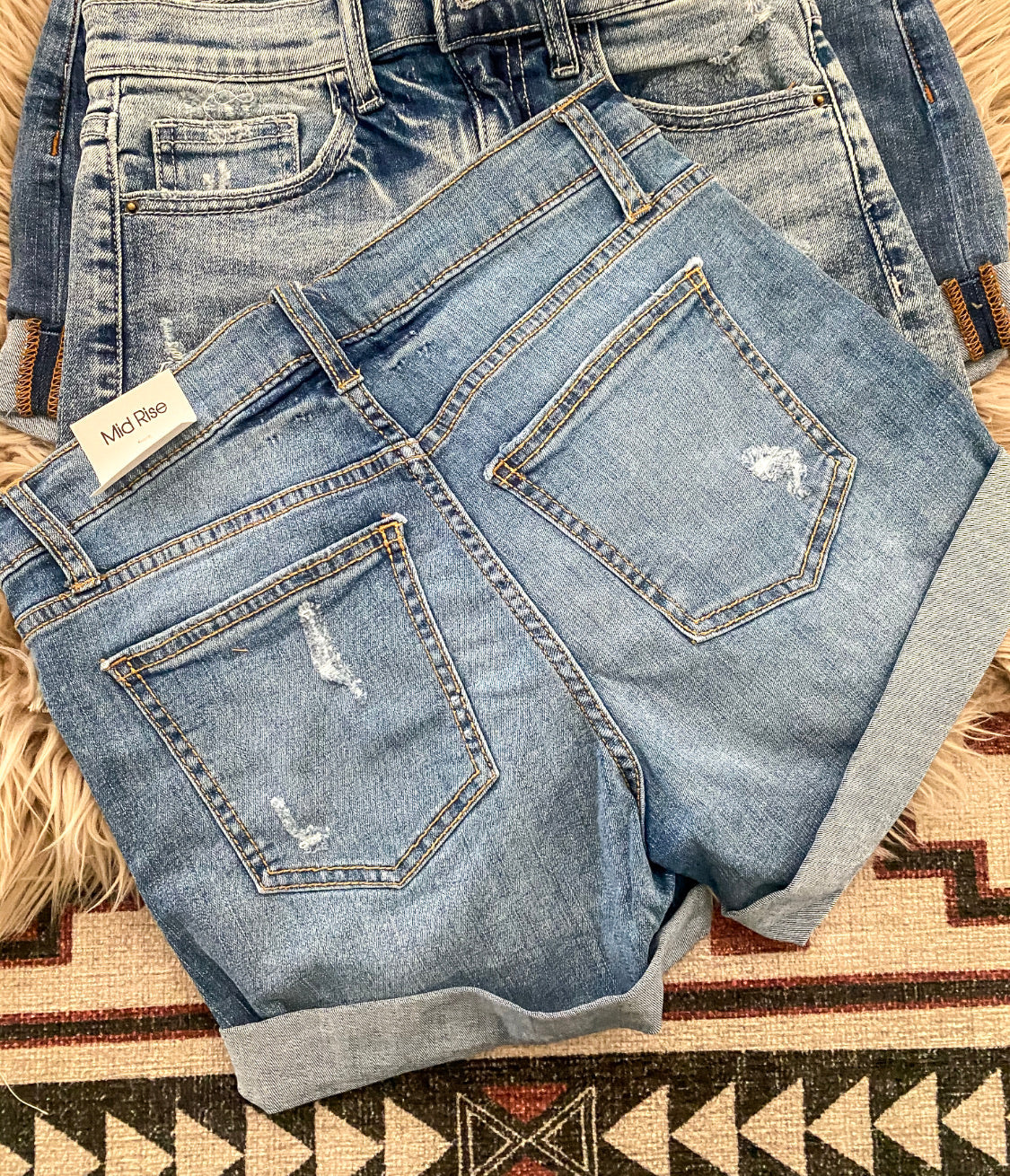 Denim Darlin Semi Cuffed Distressed Shorts. (Mid rise sp735)