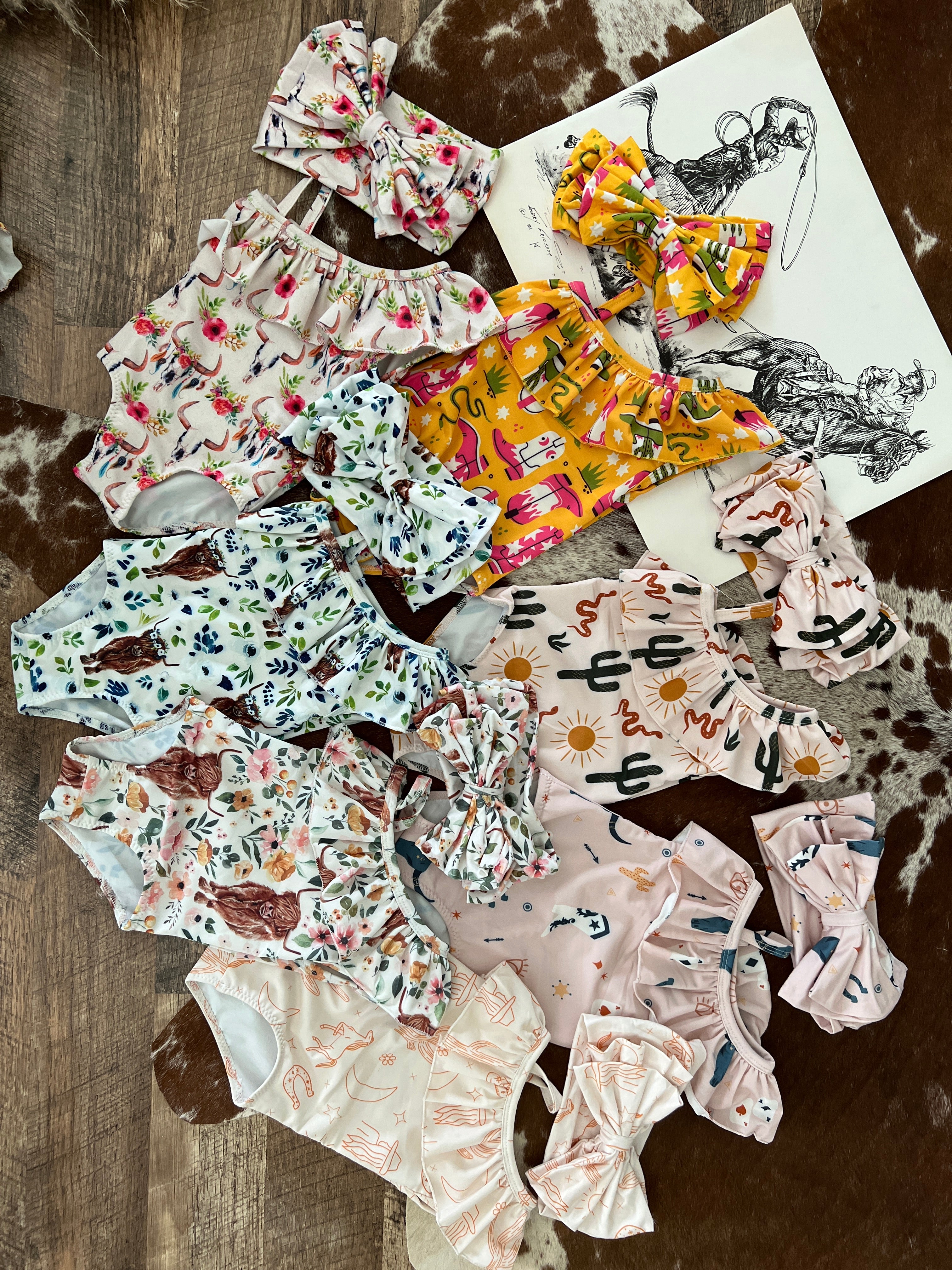 Floral Bullskull Swimsuit