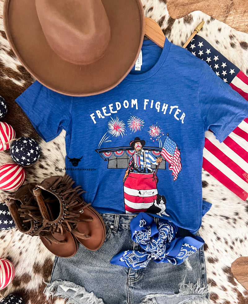 Western 4th Of July - Freedom Fighter Rodeo Clown Tee (True Royal)
