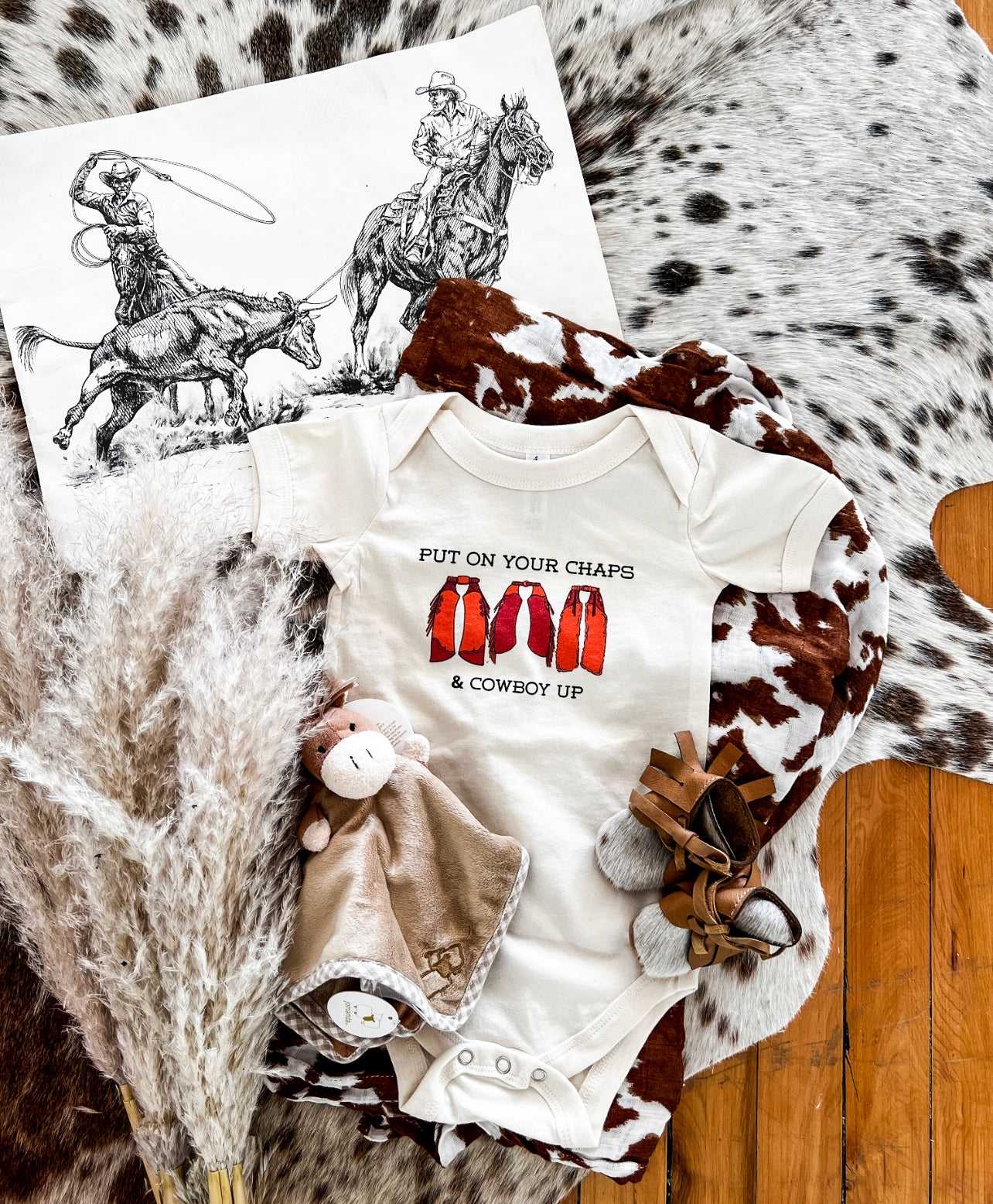 Chaps Cowboy Design (Youth Onesie/Tee)(cream)