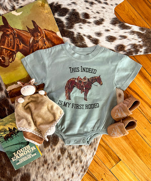 Indeed My First Rodeo Bubble Romper(Short Sleeve)
