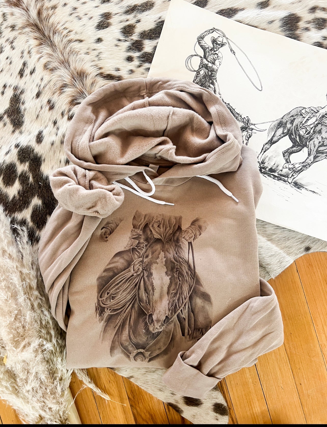 Head On Horse Hoodie(Adult) (Taupe)