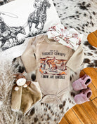 Toughest Cowgirl Longsleeve Onesie(little kid)(clay)