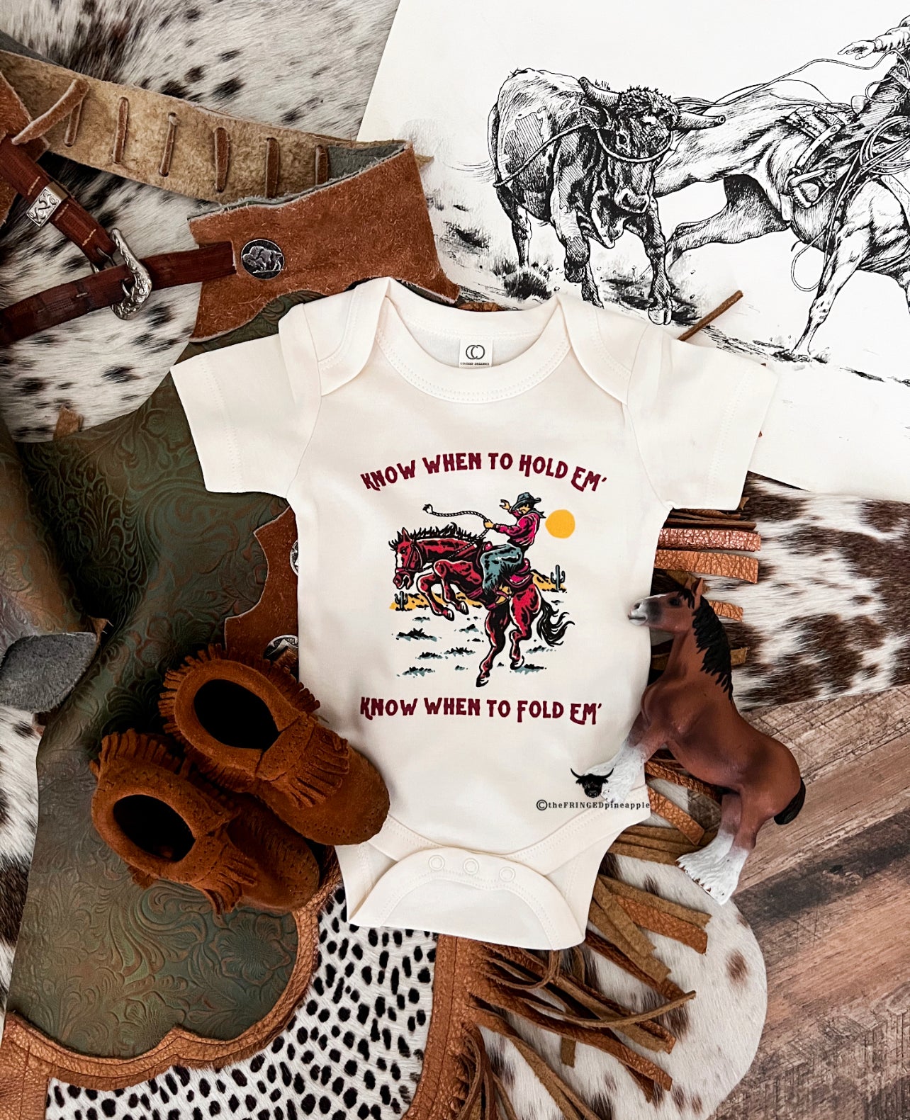 The Trio Cowdog Onesie (little kid)(clay) – theFRINGEDpineapple