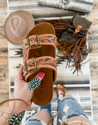 Stockyards Tooled Leather Sandal (double band)