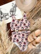 Wild Horses High Waisted Swimsuit(rose-womens)(final sale) L