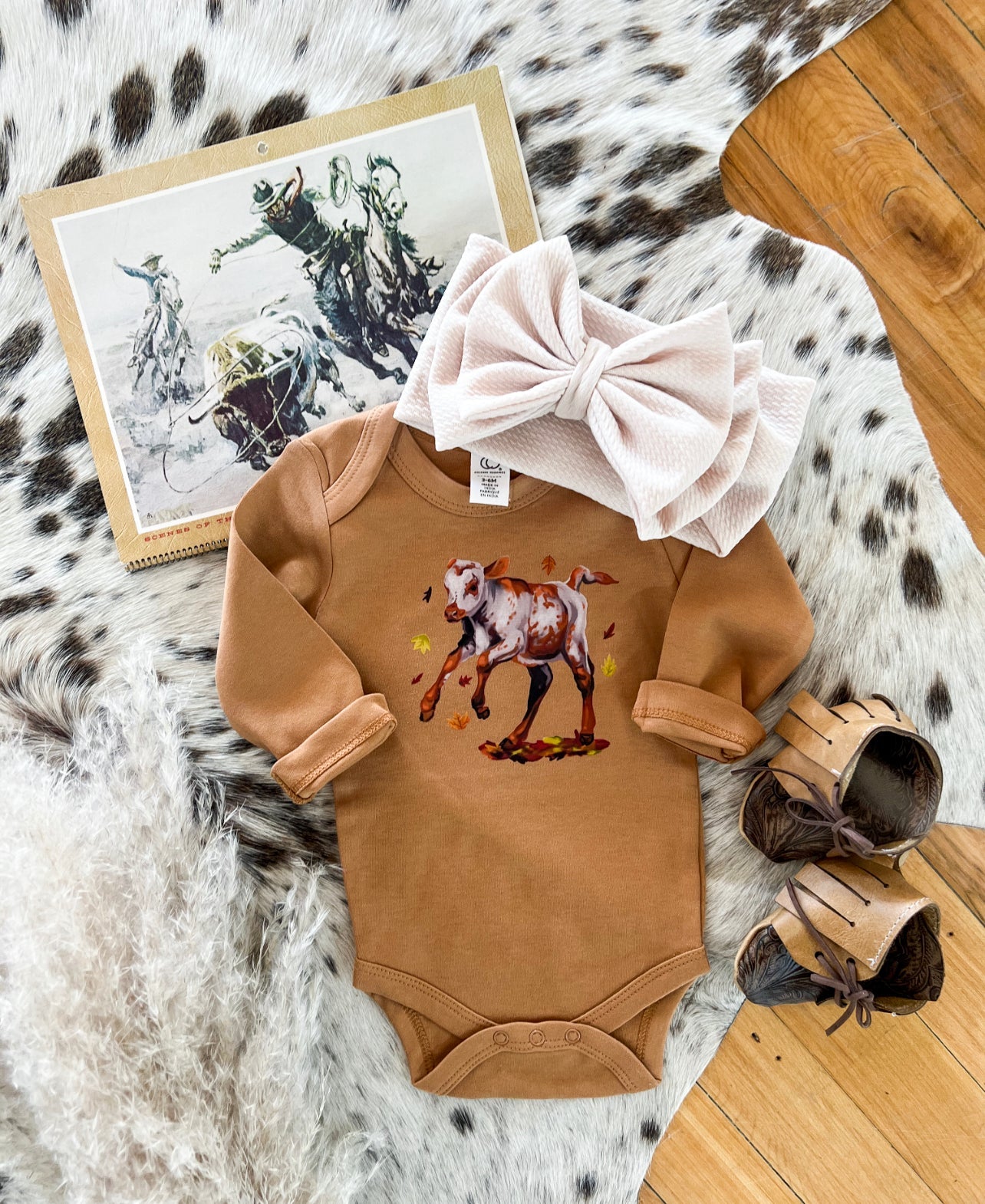 Longhorn Fall Calf Longsleeve/Short Sleeve Tee(little kid)(Ginger)