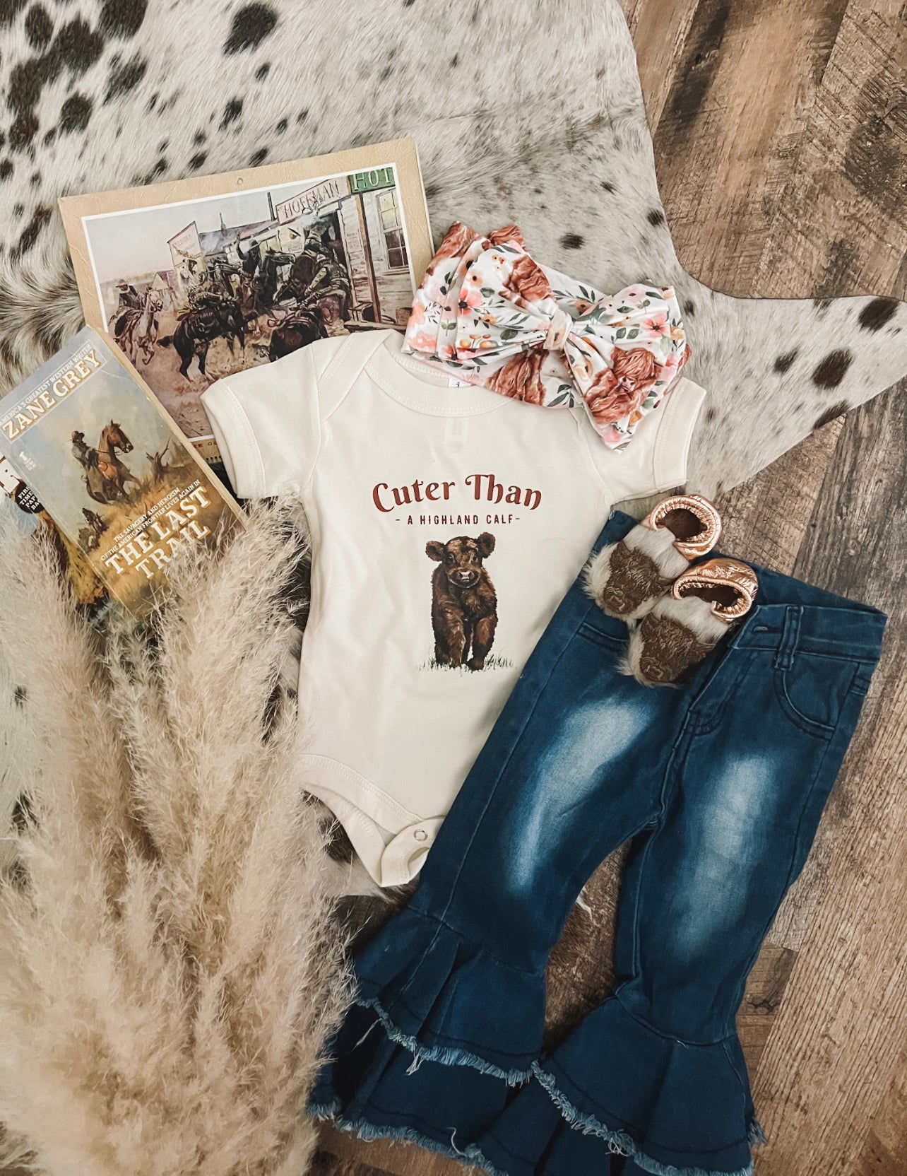 Denim Cowgirl Double Ruffle Denim Flares (little kid) 0/3m