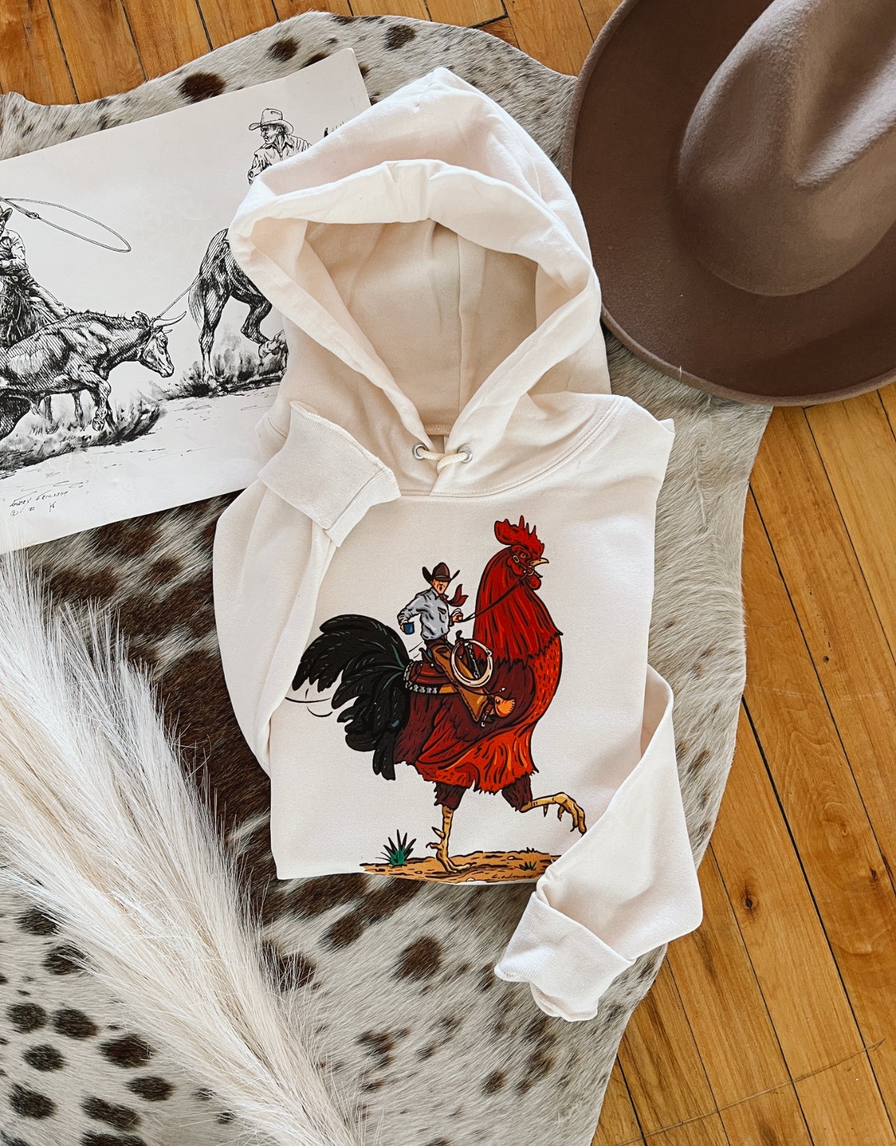 Cody Rooster Cowboy Hoodie(Adult)(Sweet Cream Mammoth)