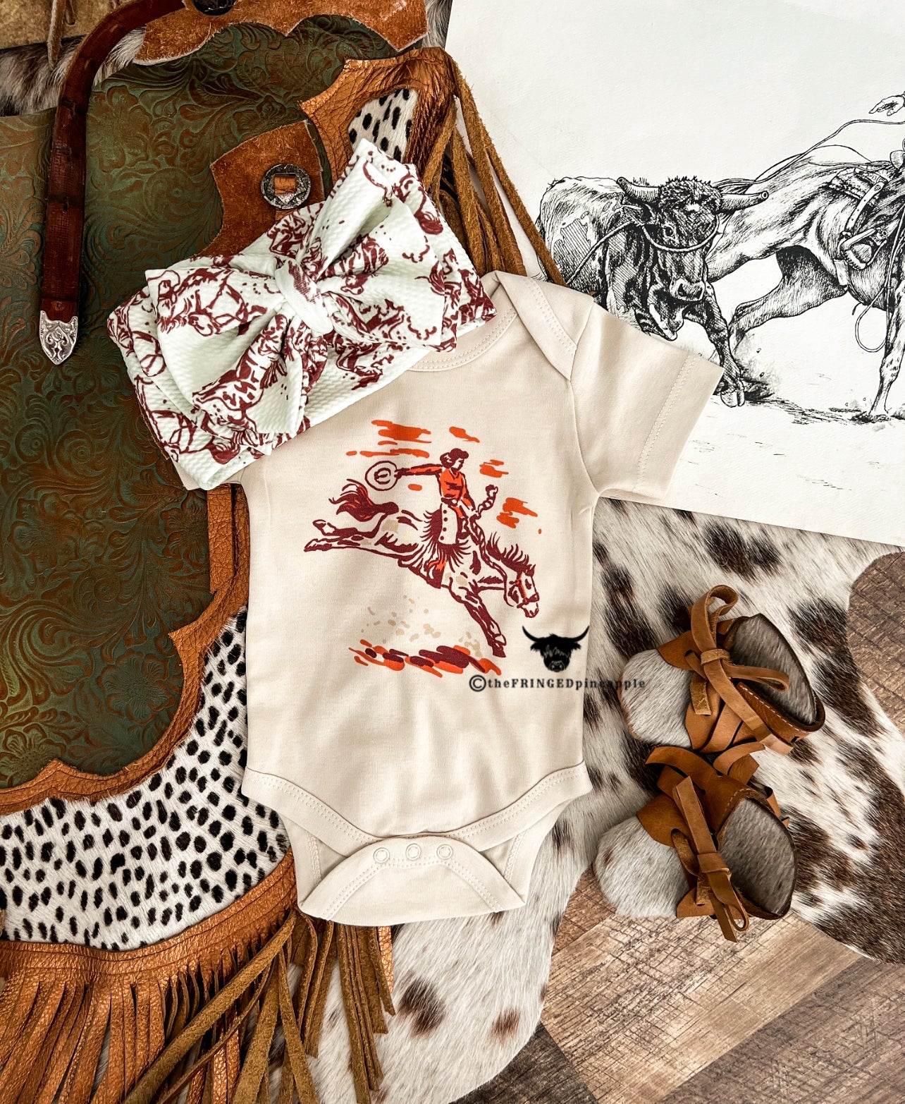 Sunset Cowgirl Onesie (little kid)(Natural)