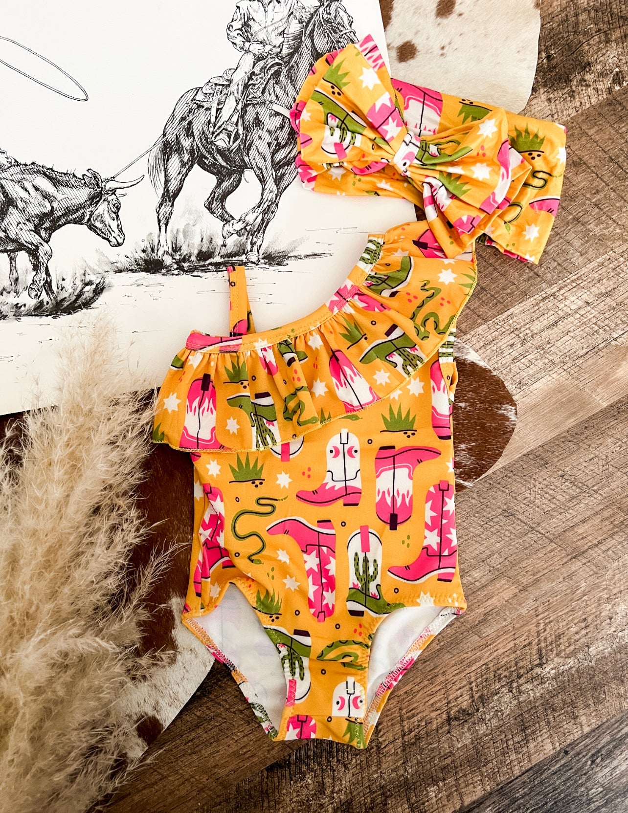 Boot Scootin Mustard Swimsuit