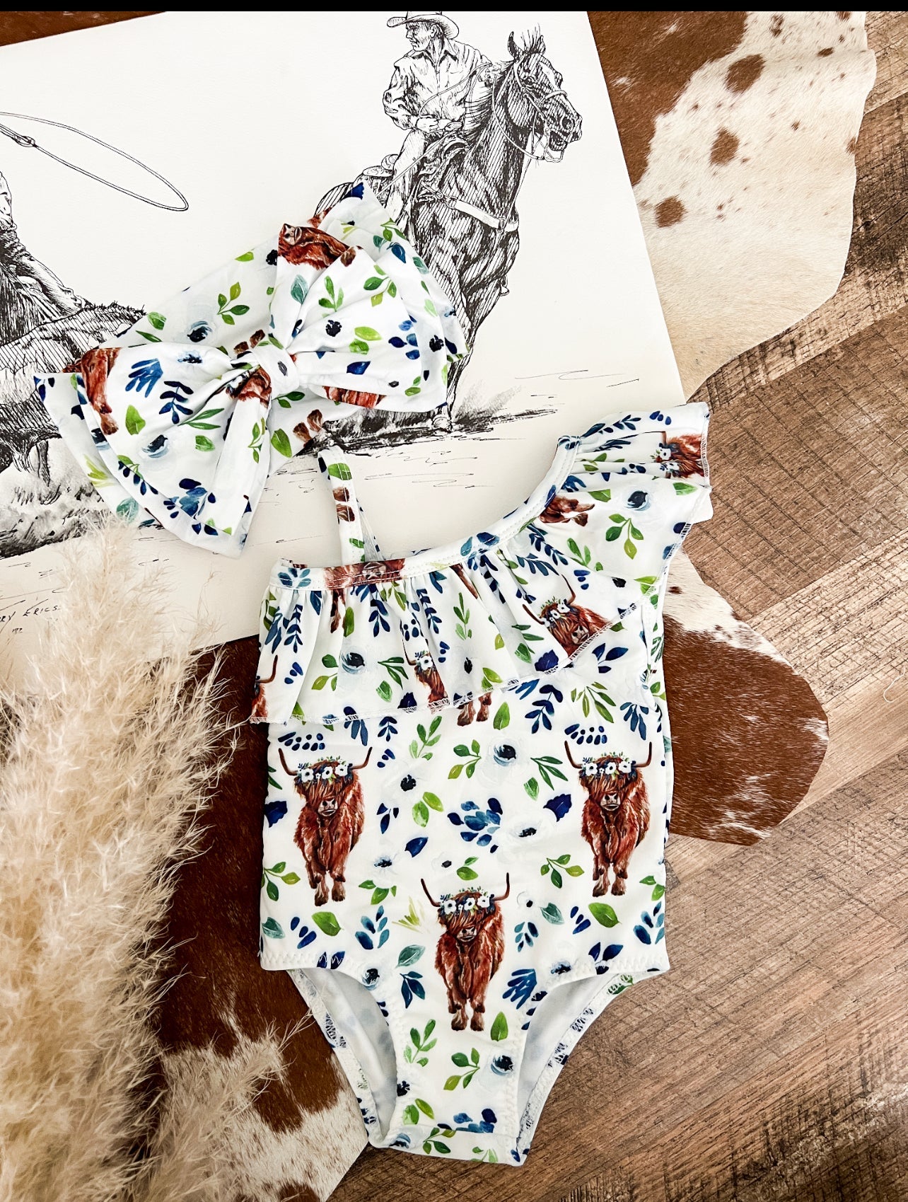 Blue Floral Highlander Swimsuit 0-3m (4xs)