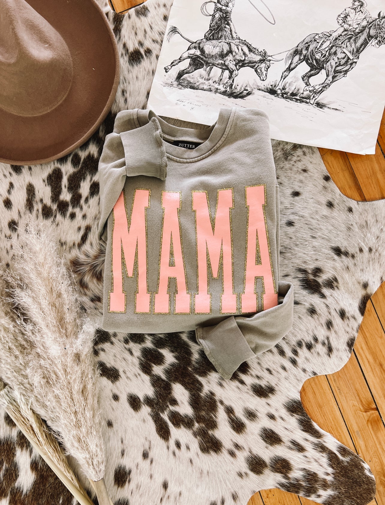 Mama Glitter Sweatshirt(Mocha)