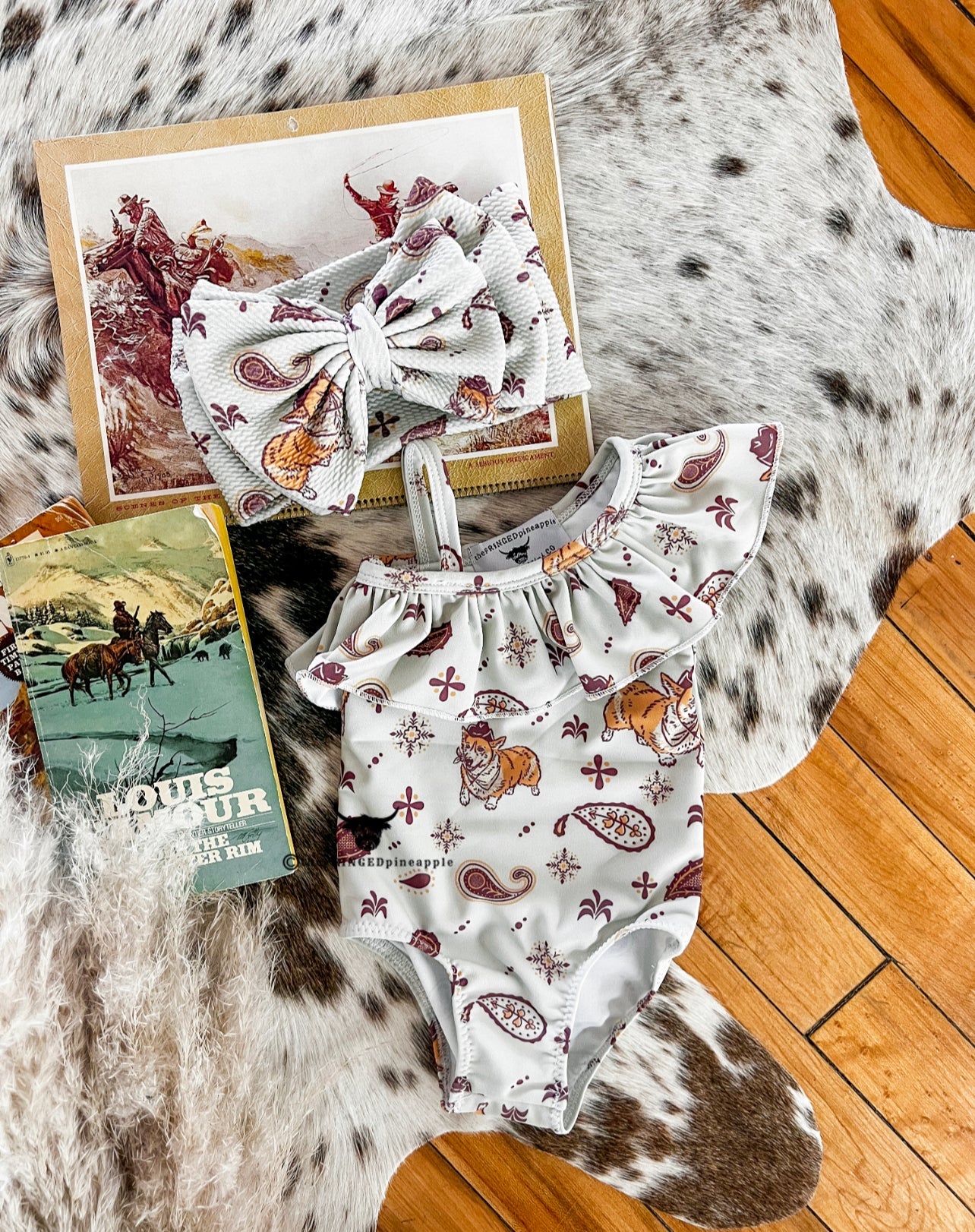 Corgi Paisley Single Ruffle Swimsuit