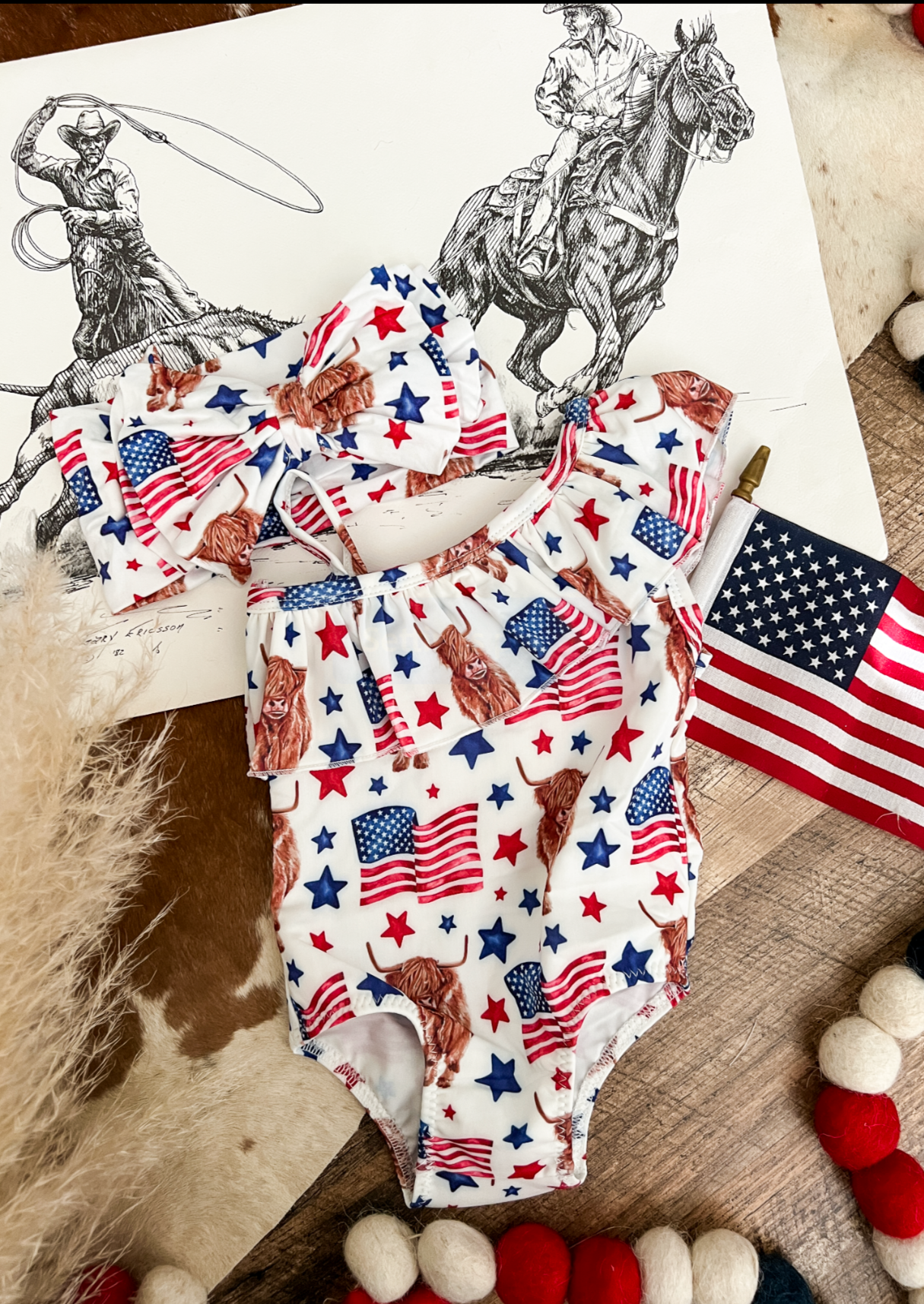 Flag Highland Swimsuit - White(final sale)