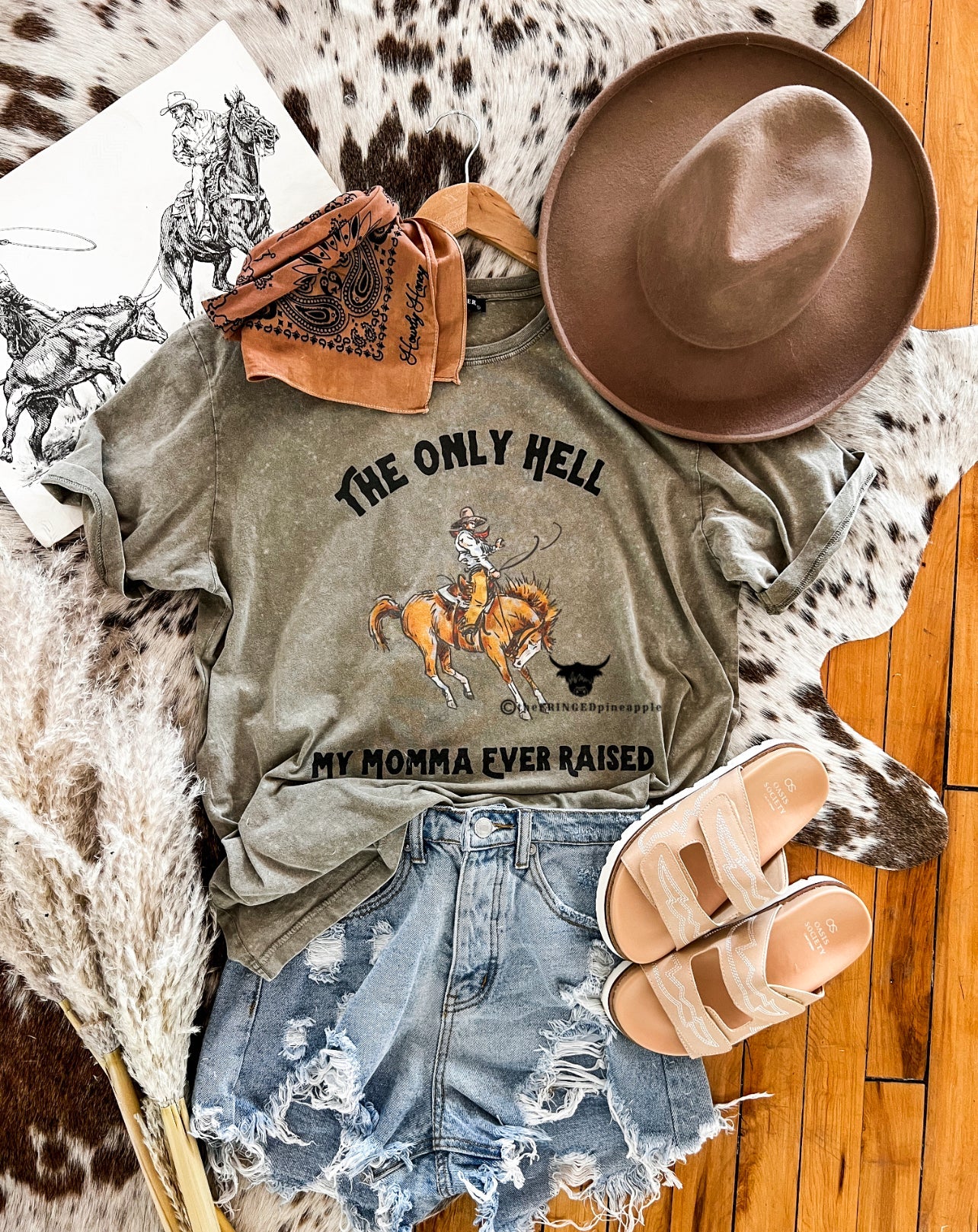 Hell Mama Raised Tee(Adult) (Stone Green)