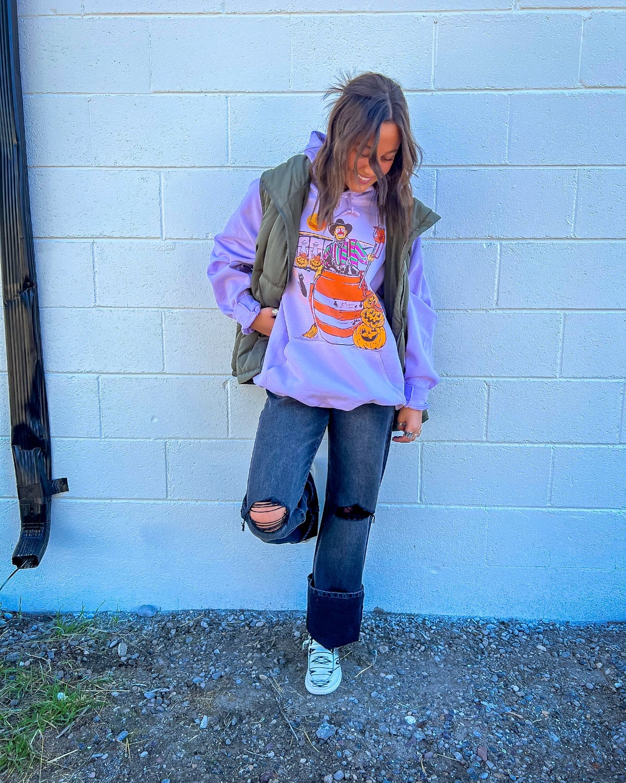 Purple/Green Rodeo Clown Halloween Hoodie(Fringed exclusive)