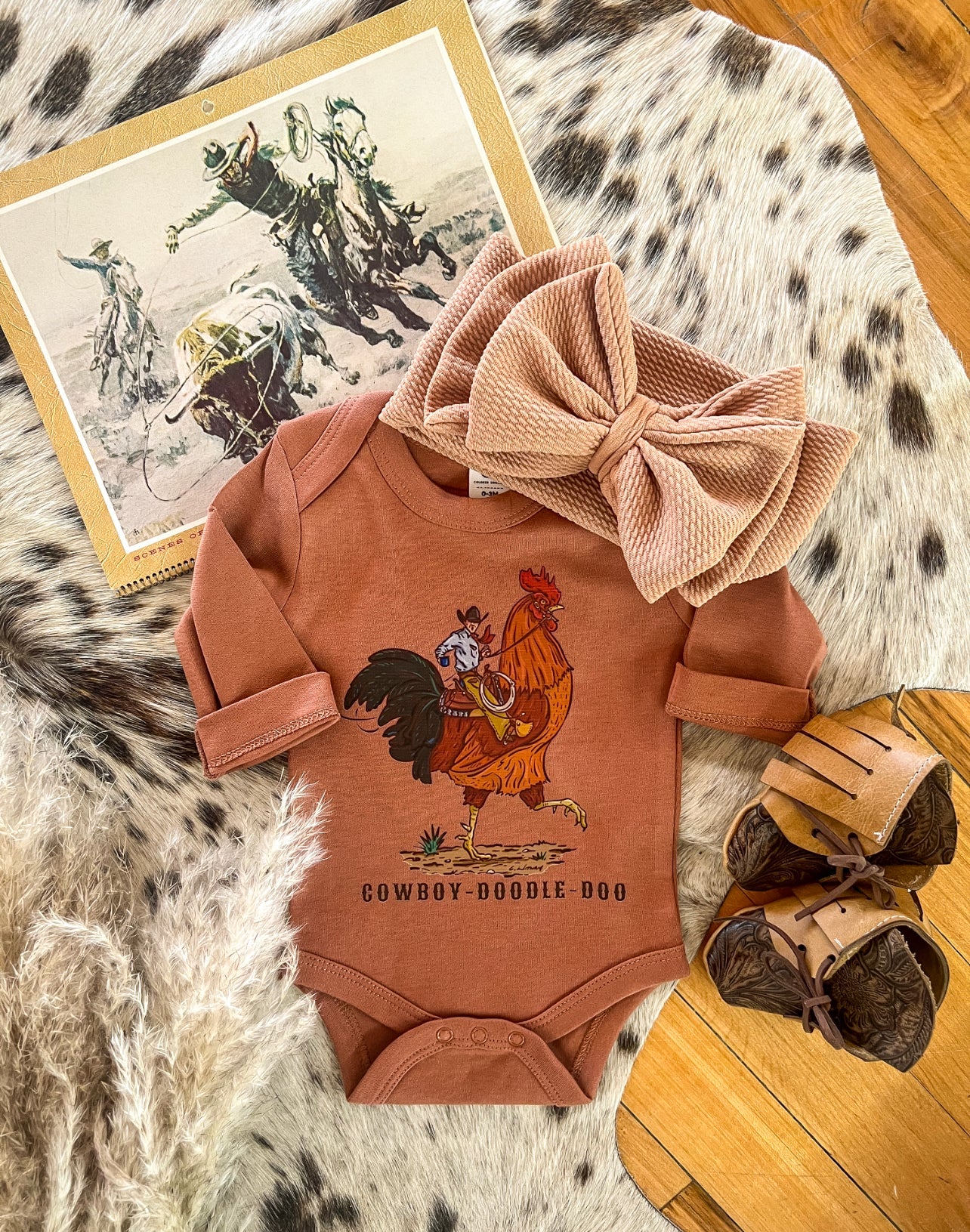Rooster Cowboy Longsleeve/Short Sleeve Tee(little kid)(ginger)