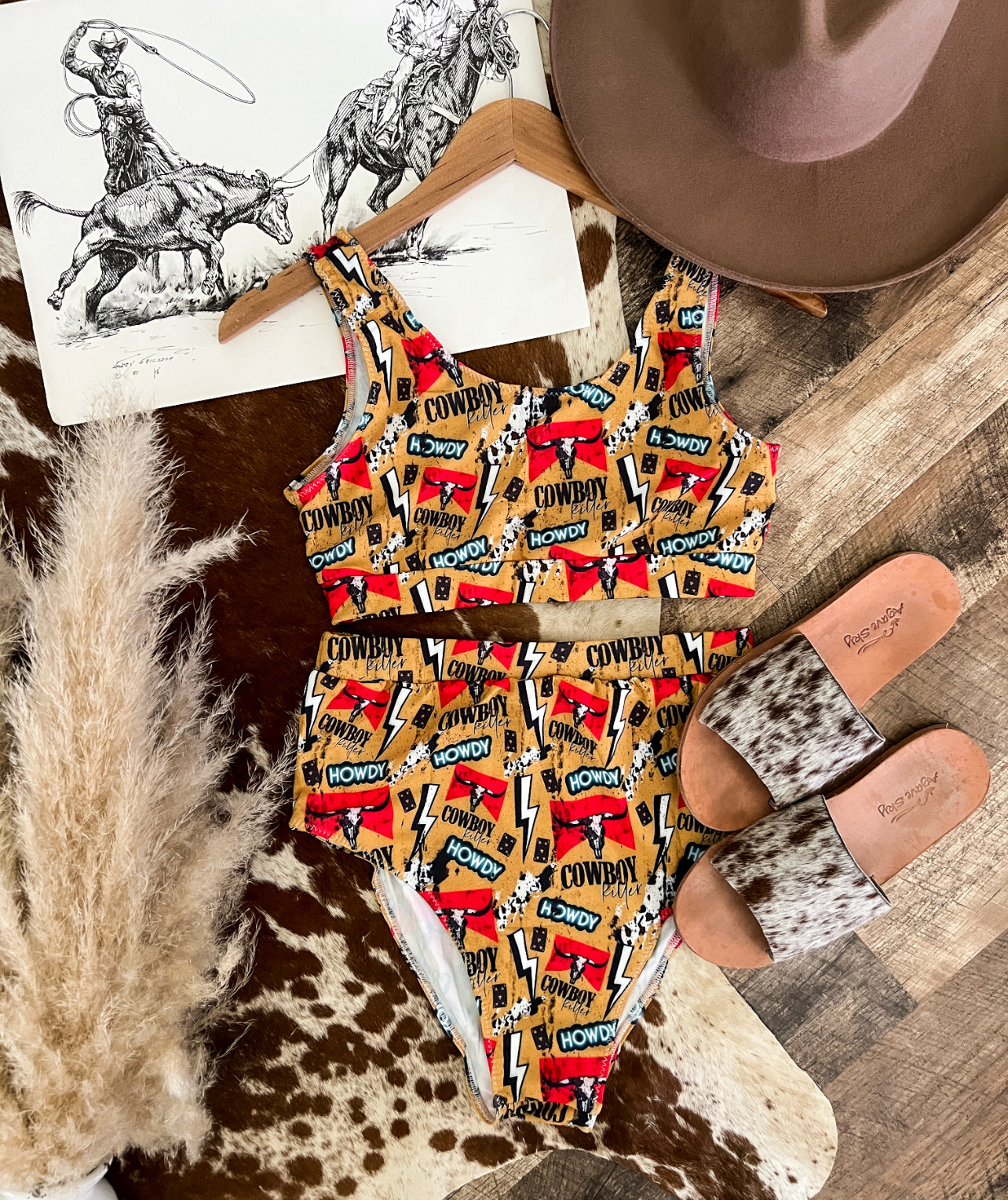 Cowboy Killer High Waisted Swimsuit(womens)(final sale)