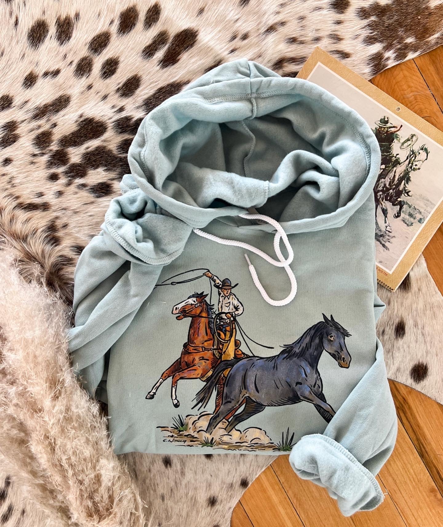 Cody Wild Horse Hoodie(Adult) (Seafoam)