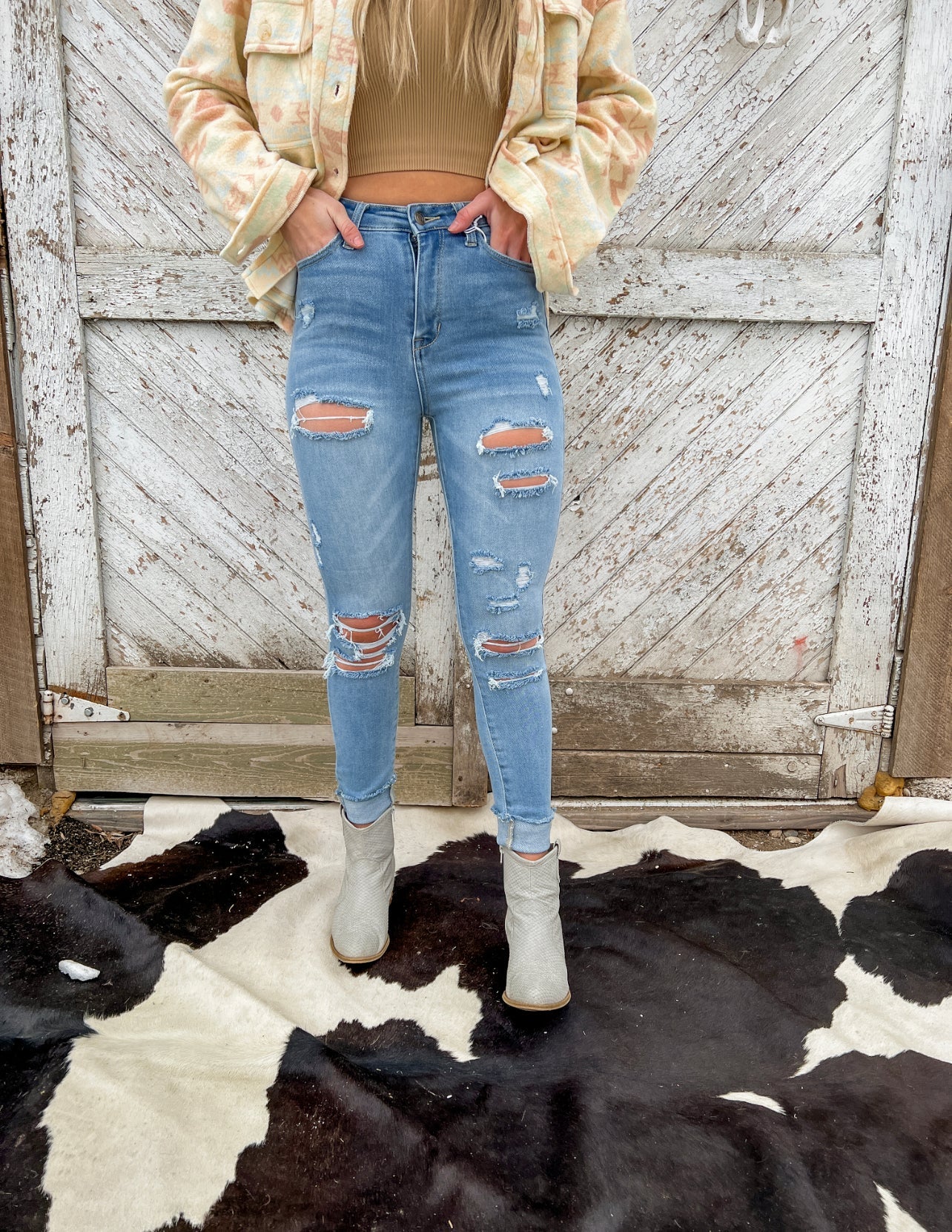 Denim Babes High Rise Waist Distressed Jeans(Skinny 344MD2)