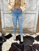 Denim Babes High Rise Waist Distressed Jeans(Skinny 344MD2)