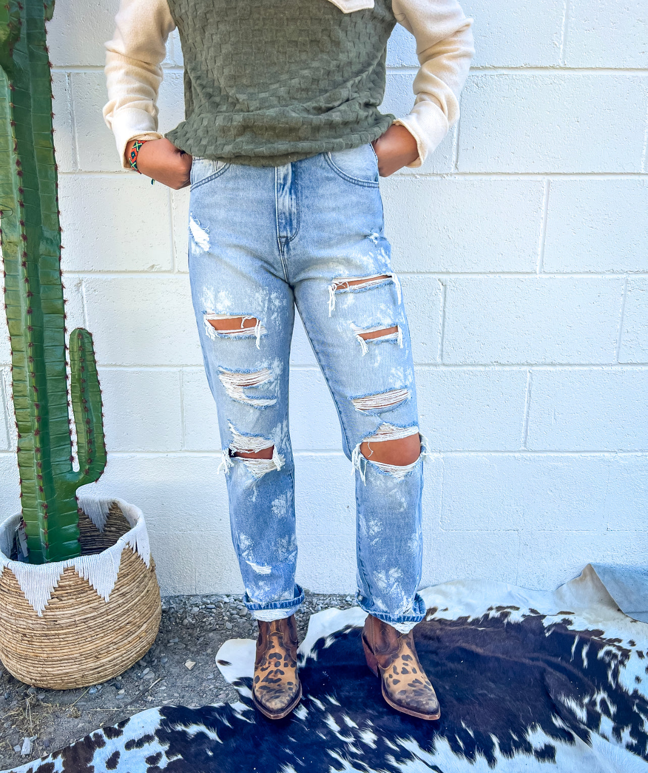 Darlin High Rise Distressed Vintage Straight(281VXY-MD)