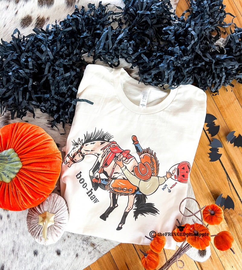 Halloween Buckoff Cowboy Design Tee or Sweatshirt (cream) (Adult)