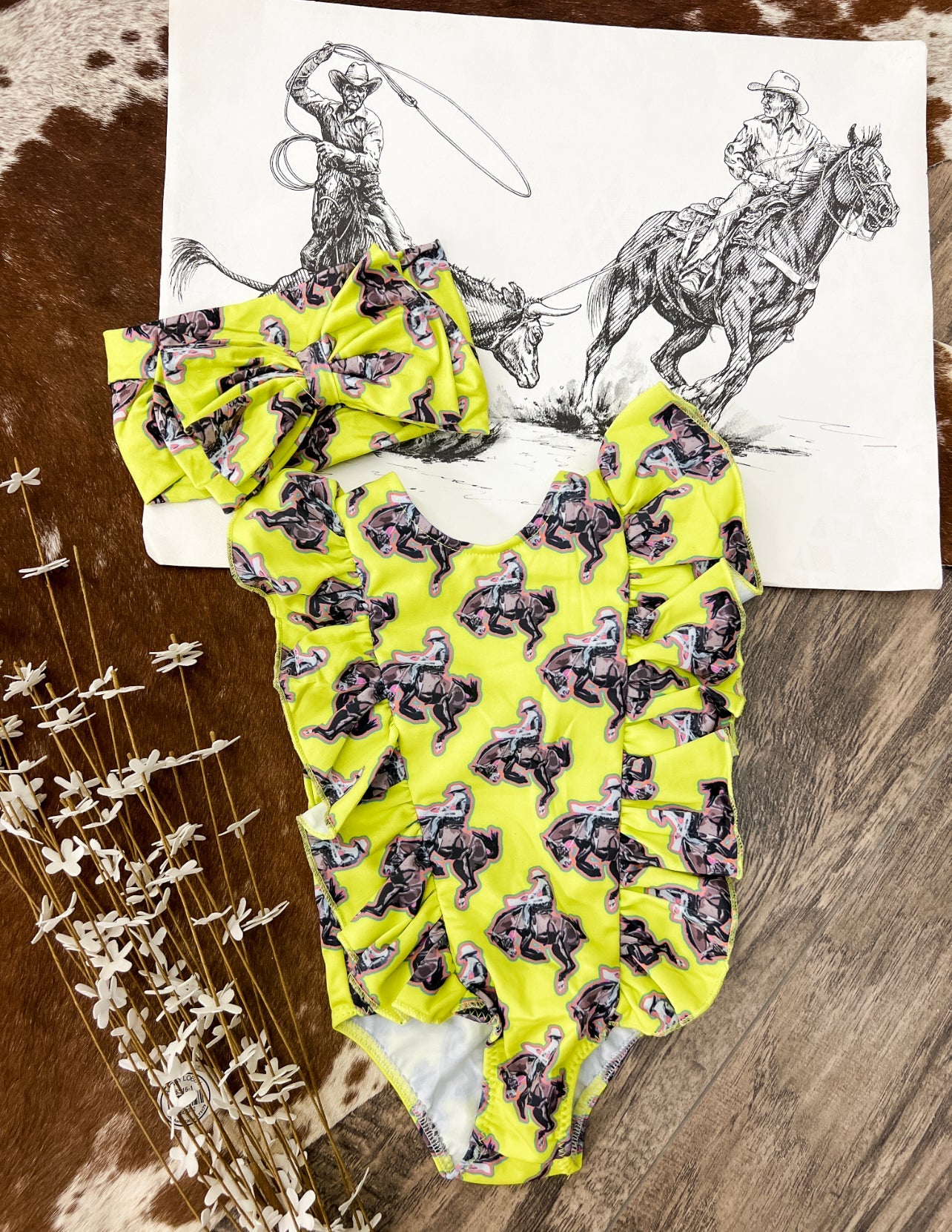 Midnight Cowboy Neon Ruffle Swimsuit