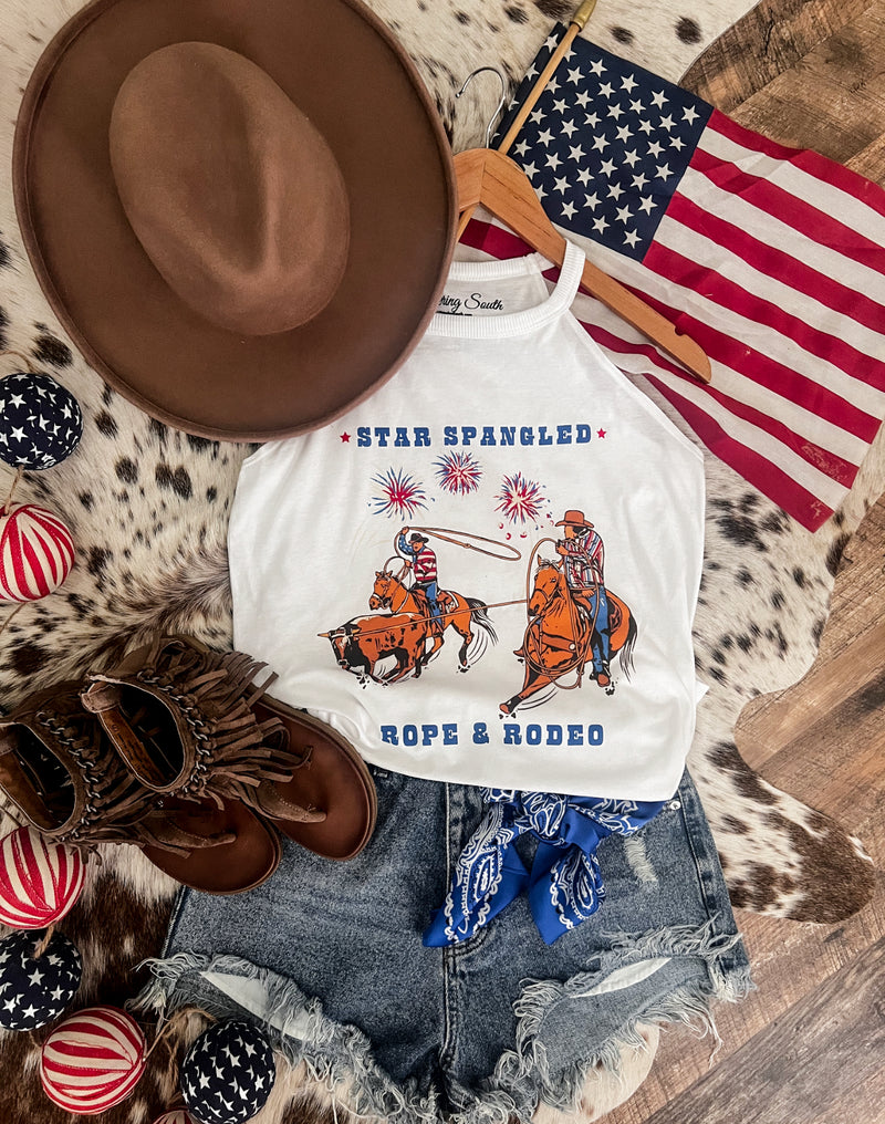 Western 4th Of July - Team Ropers (White)