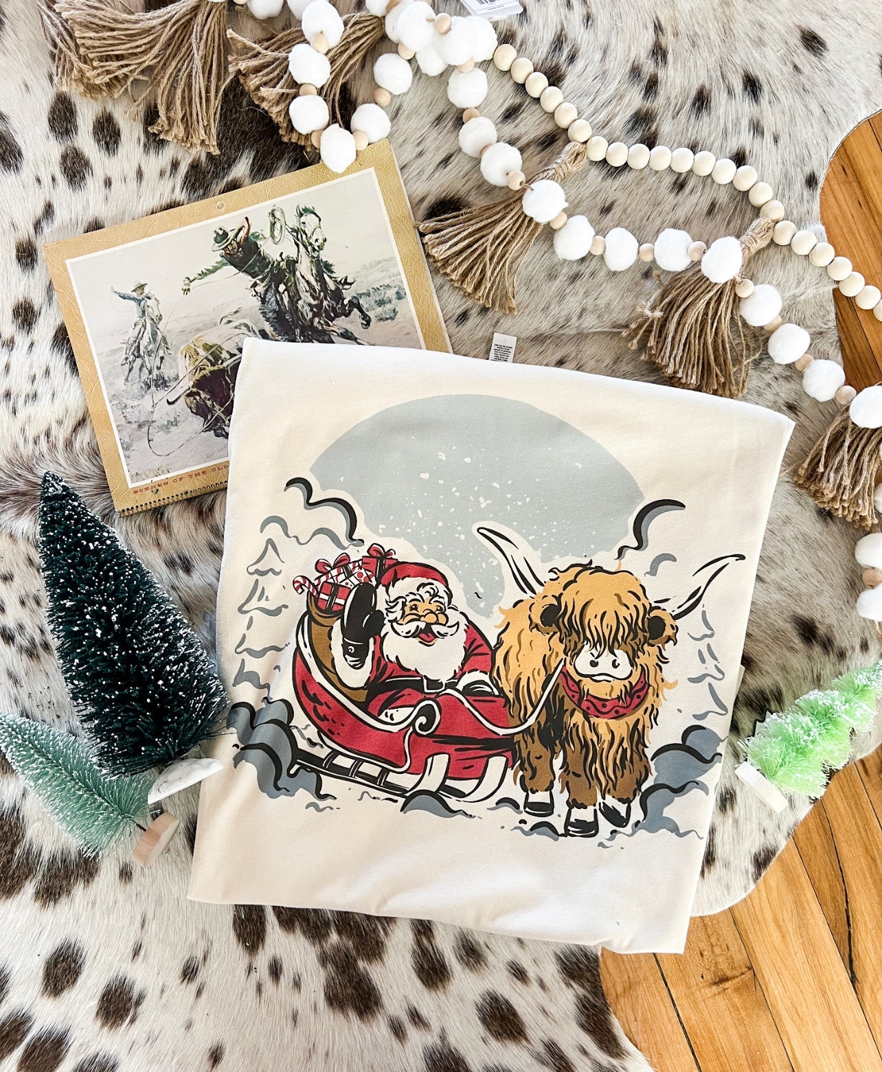 Highland Sleigh Christmas Design (Youth Onesie/Tee)(cream)