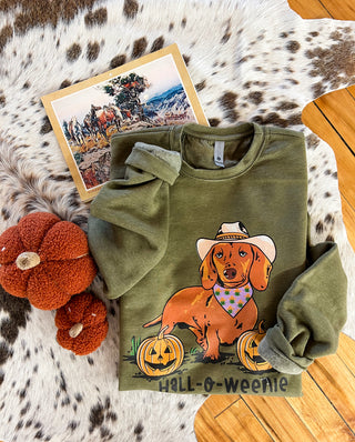 Halloweenie Sweatshirt (hunter green)