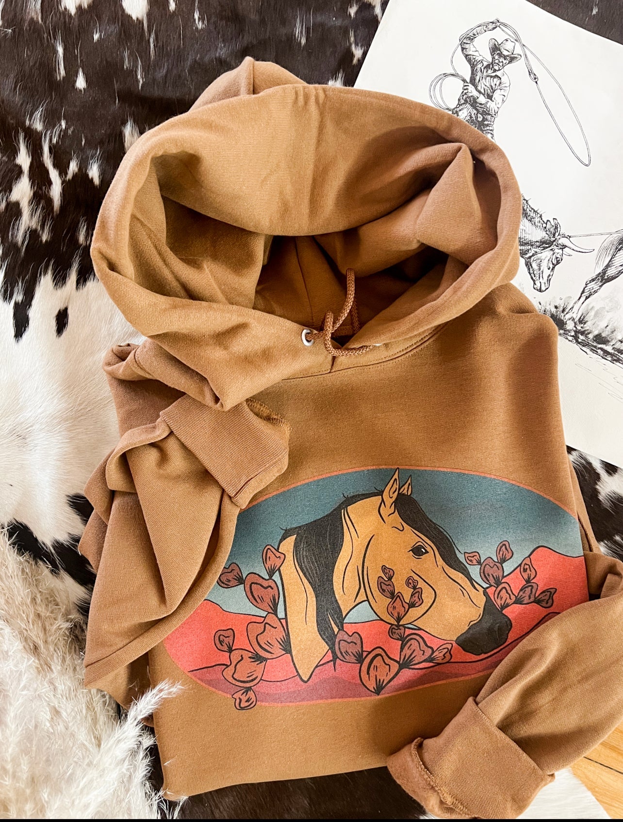 Desert Horse Hoodie (Adult)(Cognac)