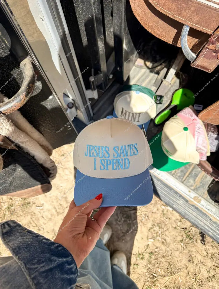 Jesus Saves I Spend Embroidered Trucker Hat (Adult)
