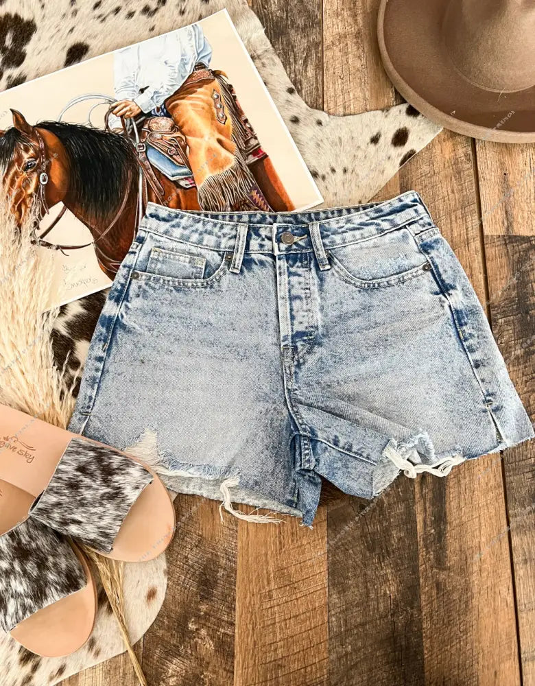 Mid Rise Denim Babes Shorts(SoMe)