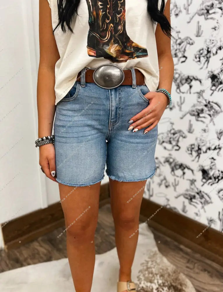 Mid Rise Raw Hem Denim Shorts (1995Y)