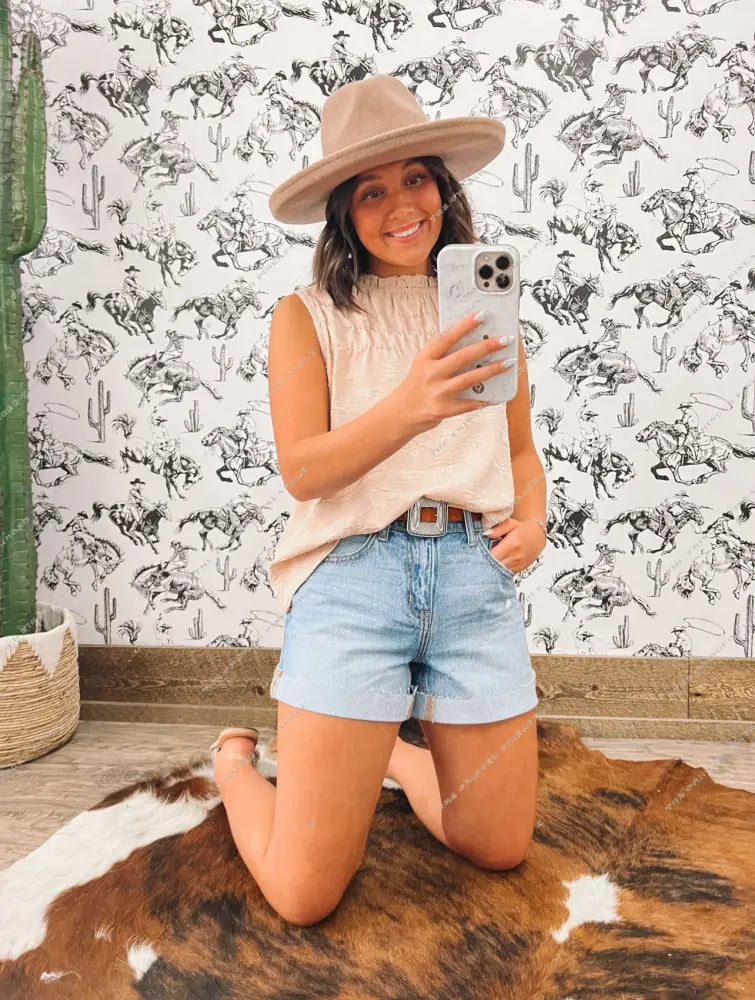 Mid Waisted Denim Shorts Cuffed(739BF-M)