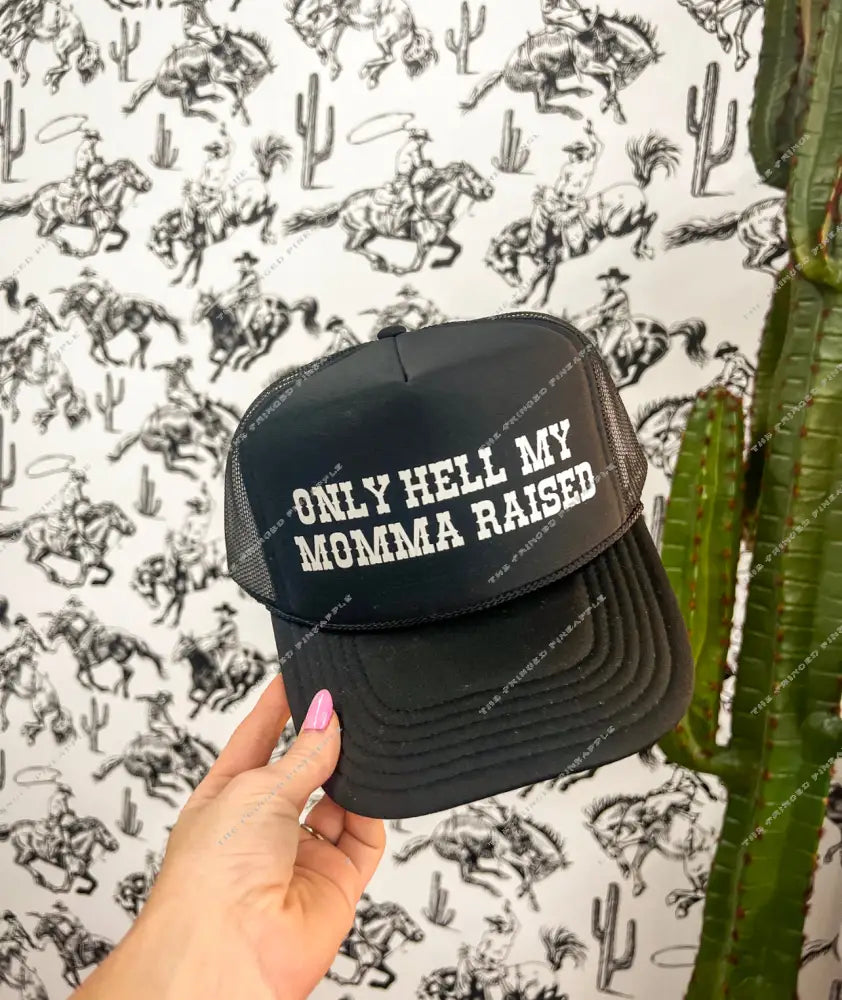 Momma Raised Trucker Hat (Adult) black