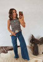 Naomi Gingham Smocked Tank Top