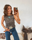 Naomi Gingham Smocked Tank Top