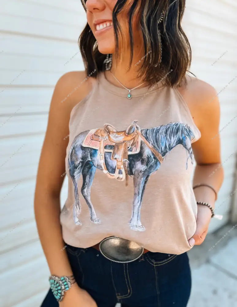 Ol’ Trusty Halter Tank- Brown