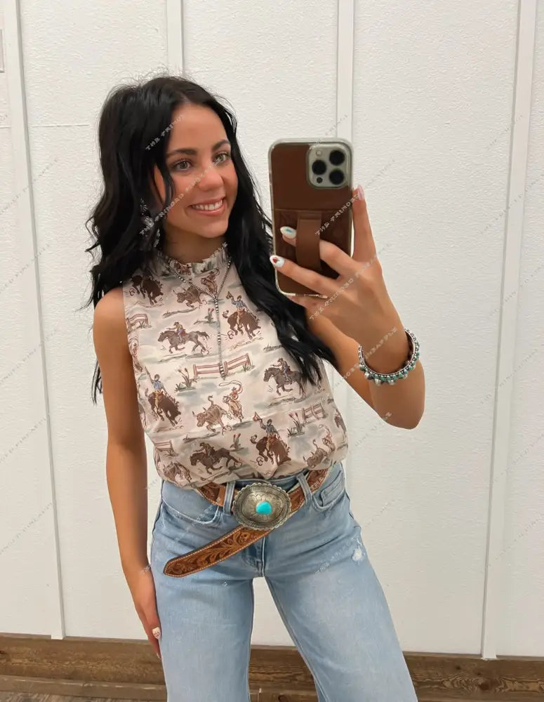Ole’ West Cowboys Ruffle Neck Tank