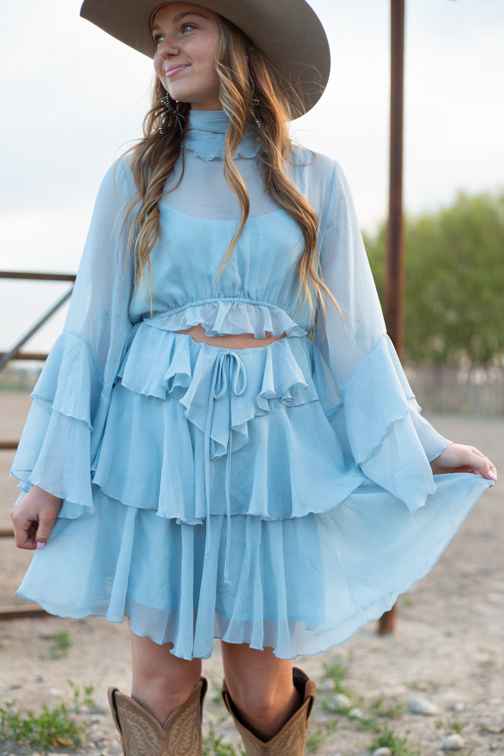 sheer dress photoshoot Talk About Ruffle Sheer Dress M