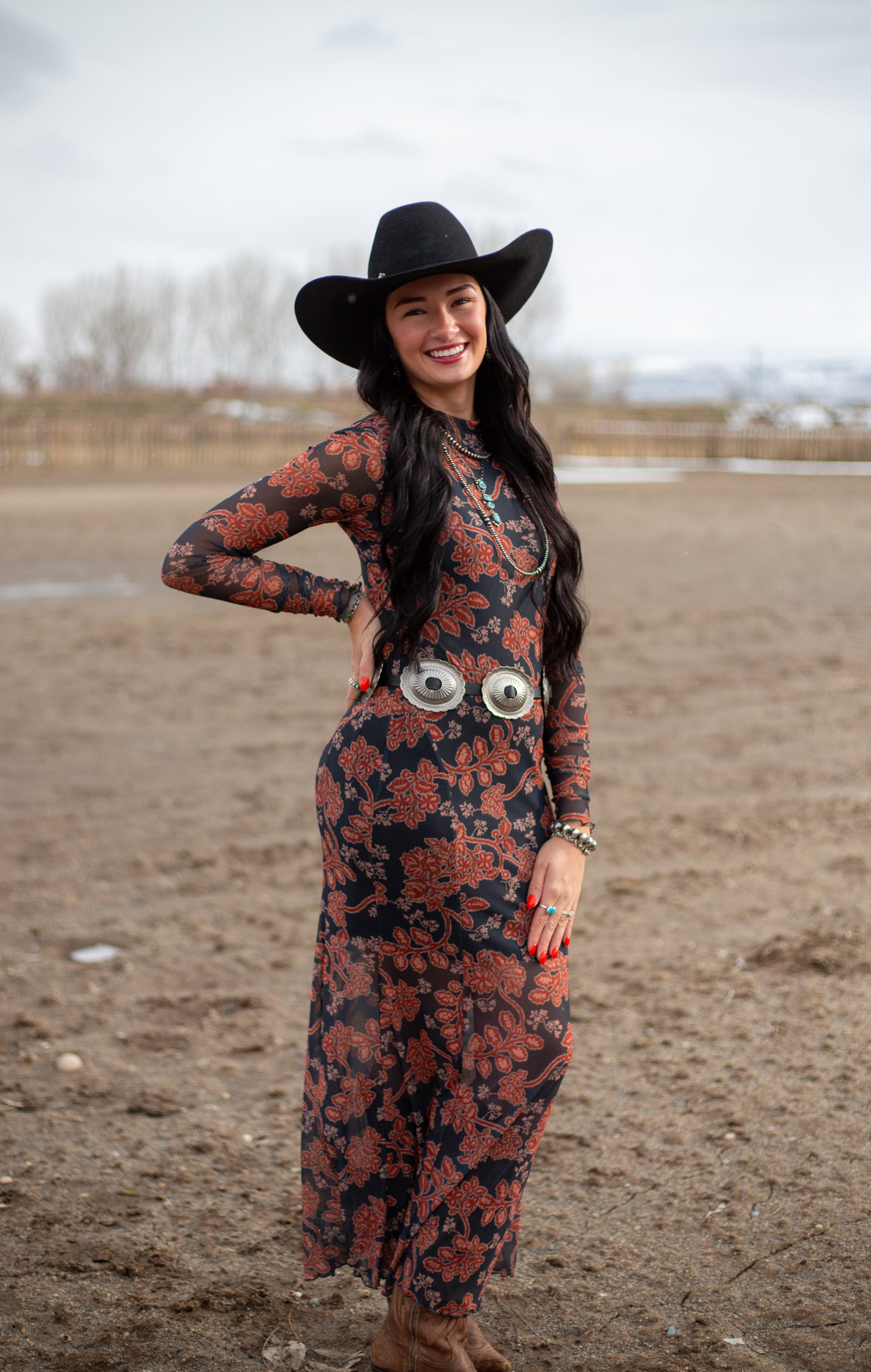 maxi dress and fedora hat The Veronica Maxi Dress S