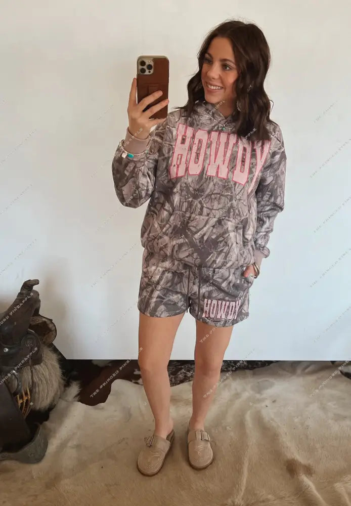 Pink Howdy Hoodie Short Set