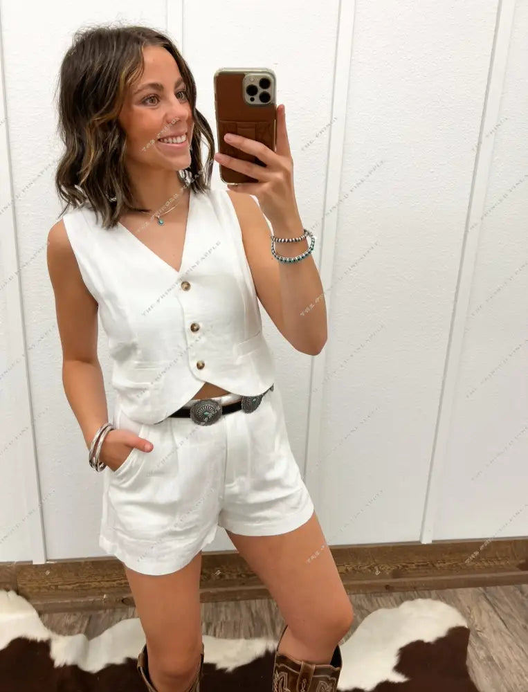 Ranch Romance Linen Set Tops -Blouses