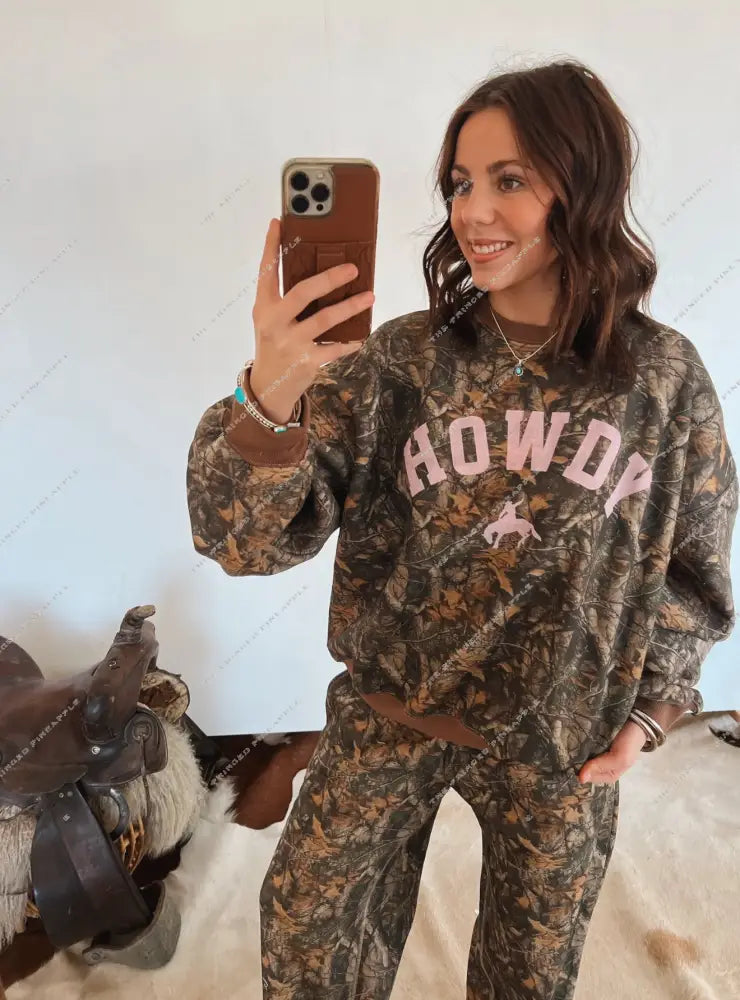 (restocking)Howdy Western Wide Leg Set (Dark Camo)