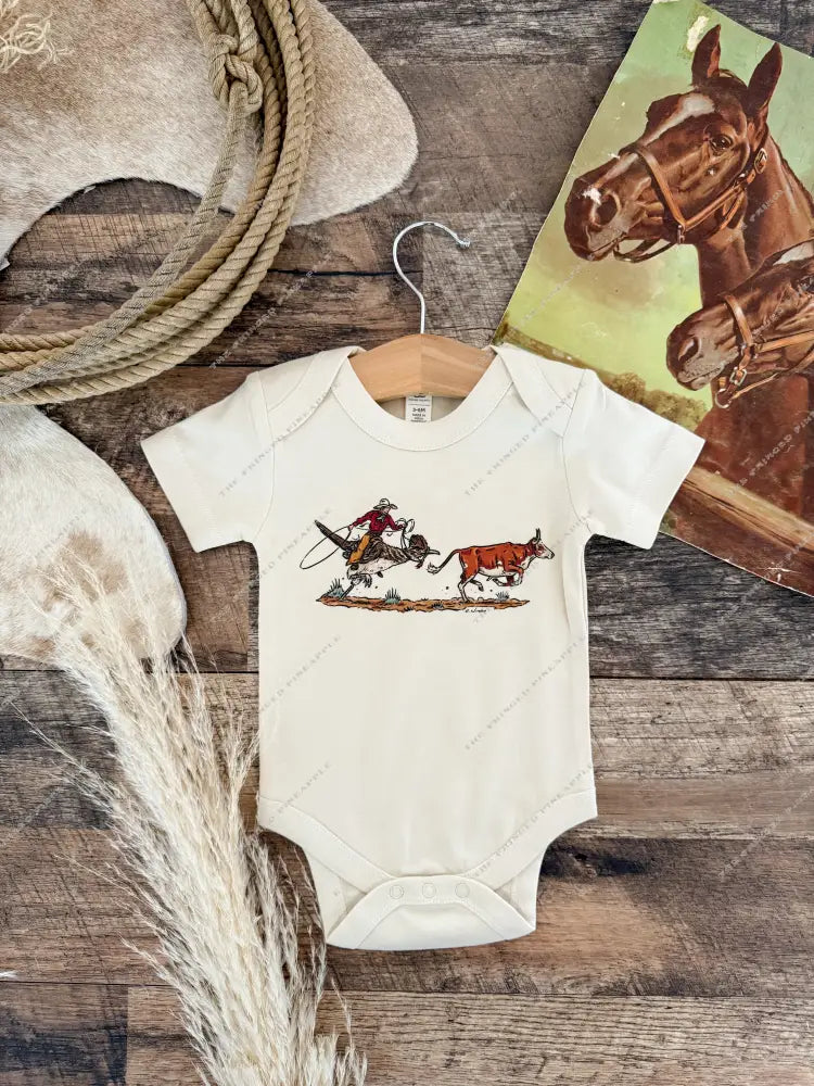 Run Down- Cody Witham Western Graphic Onesie (Infant)(Cream)