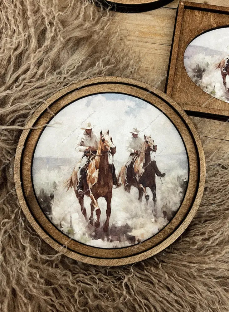 Rustic Cowboy Sign Round | Double Rider Cowboy
