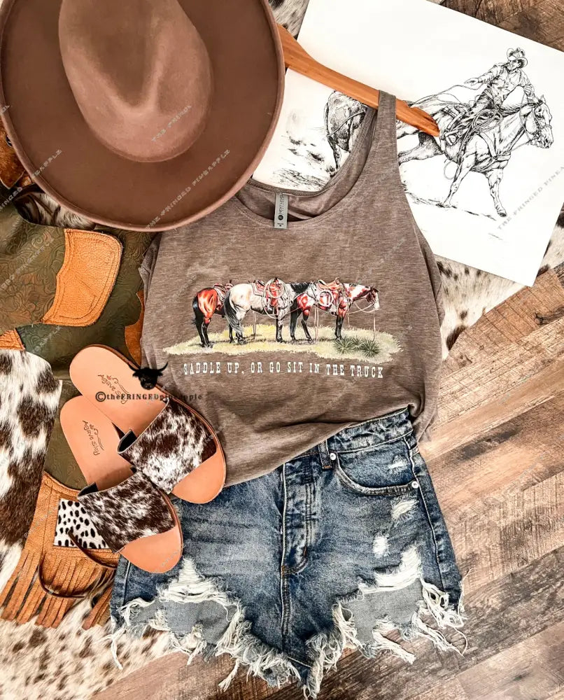 Saddle Up Tank (green/brown)